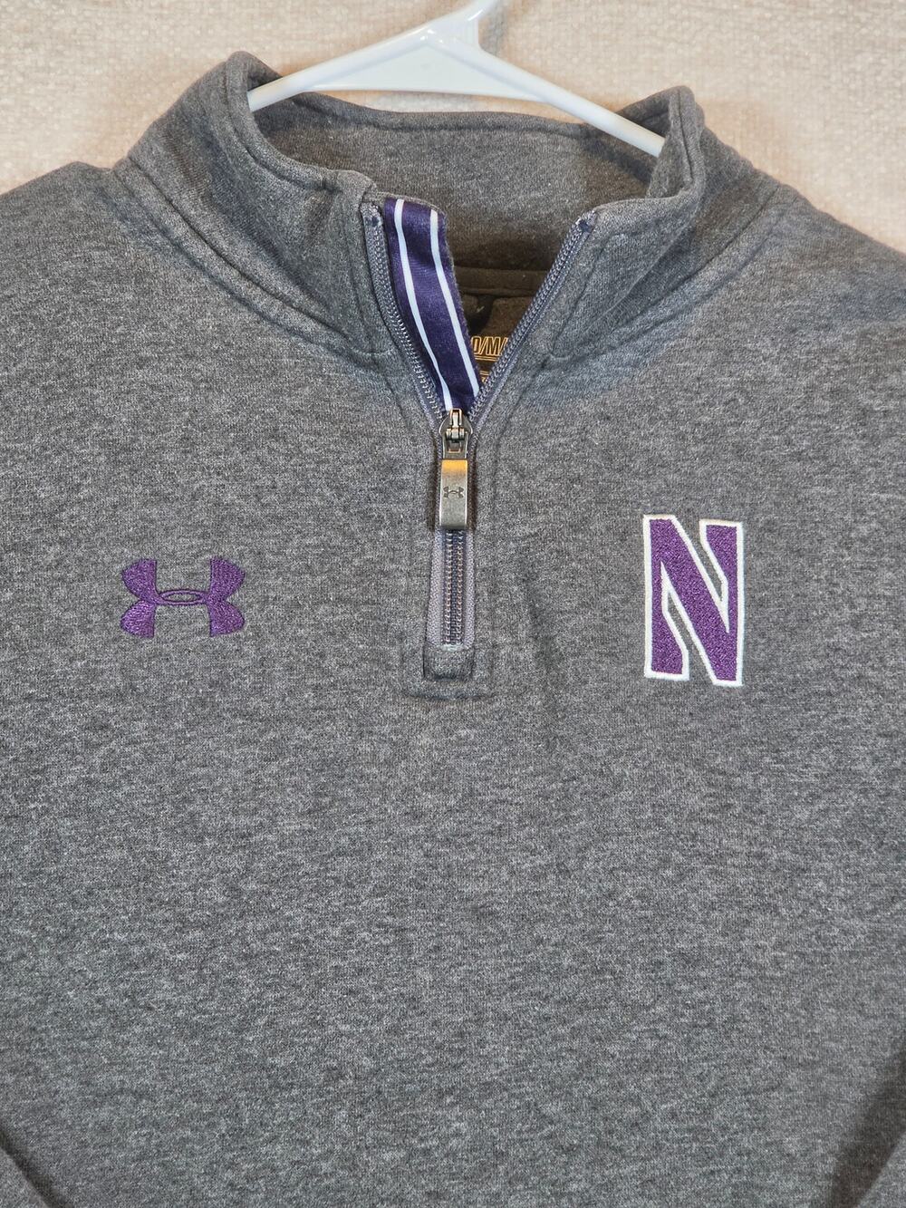 Under Armour Northwestern Wildcats Medium M Gray Quarter Zip Pullover NCAA